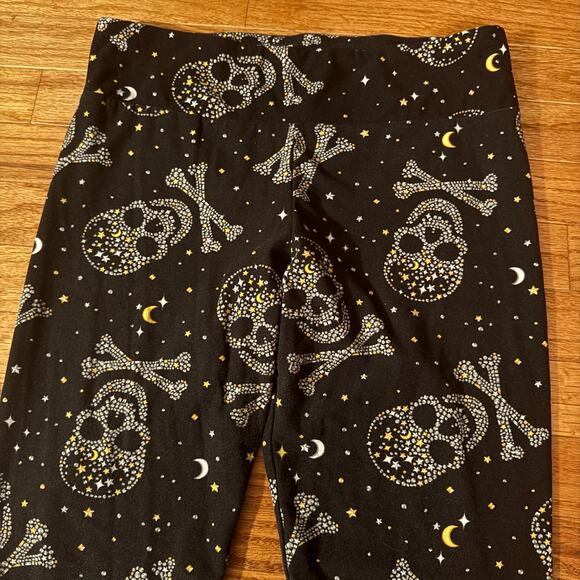 High-Waisted Black Celestial Skull & Crossbones Leggings -L - Picture 4 of 8